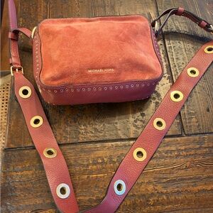 Michael Kors Burgundy Crossbody Bag with Gold Accents